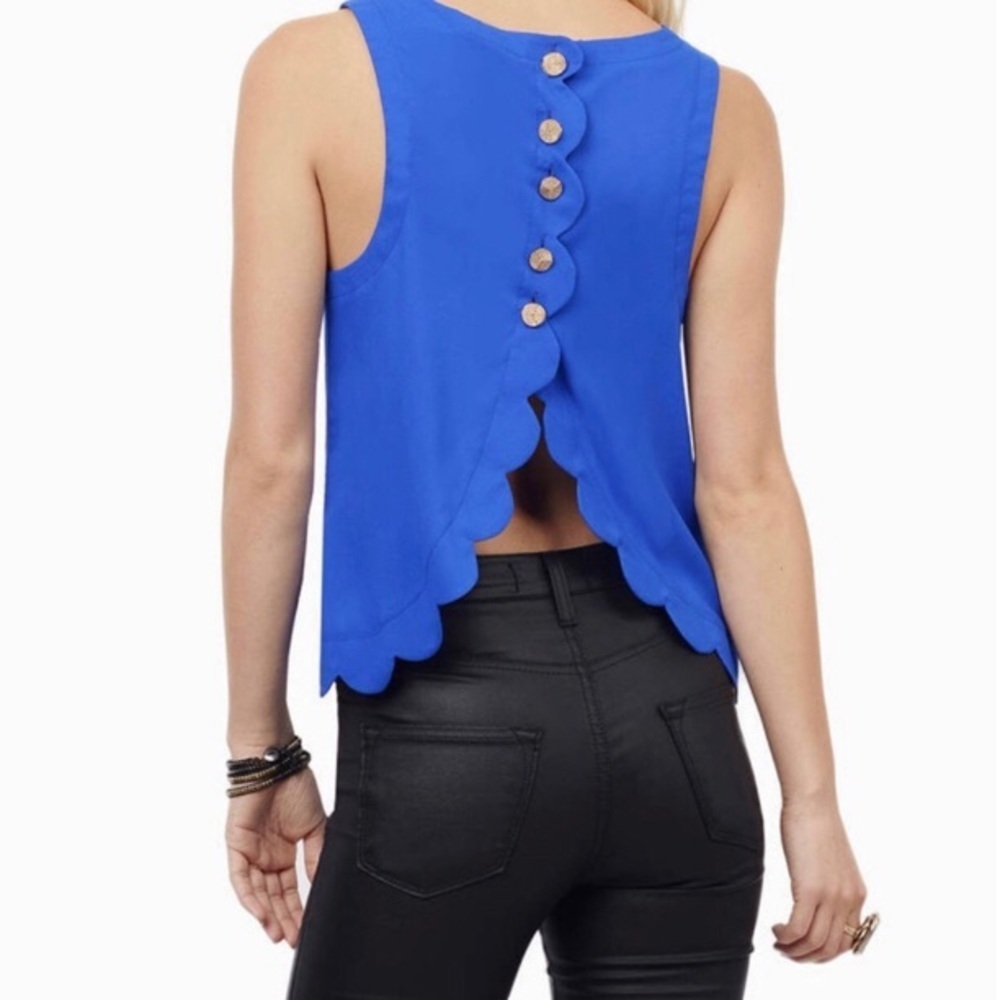 Tobi Blue Scalloped Sleeveless Tank Size S